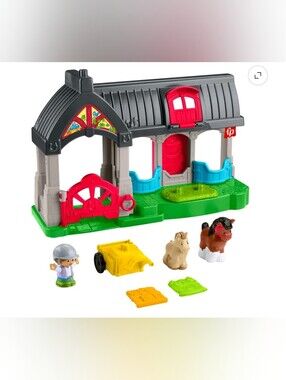 Fisher-Price Little People Friendly Horses Stable Toddler Playset with Sounds, 6